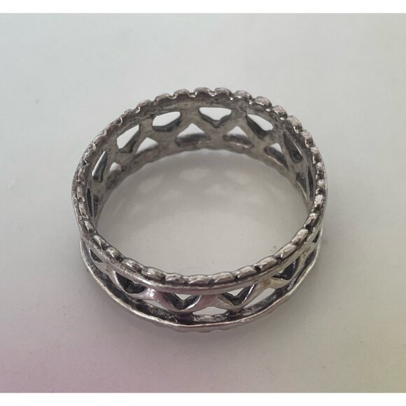 Vintage Sterling Silver Openwork Wide Band Ring Size 9 3/4 - Picture 6 of 9